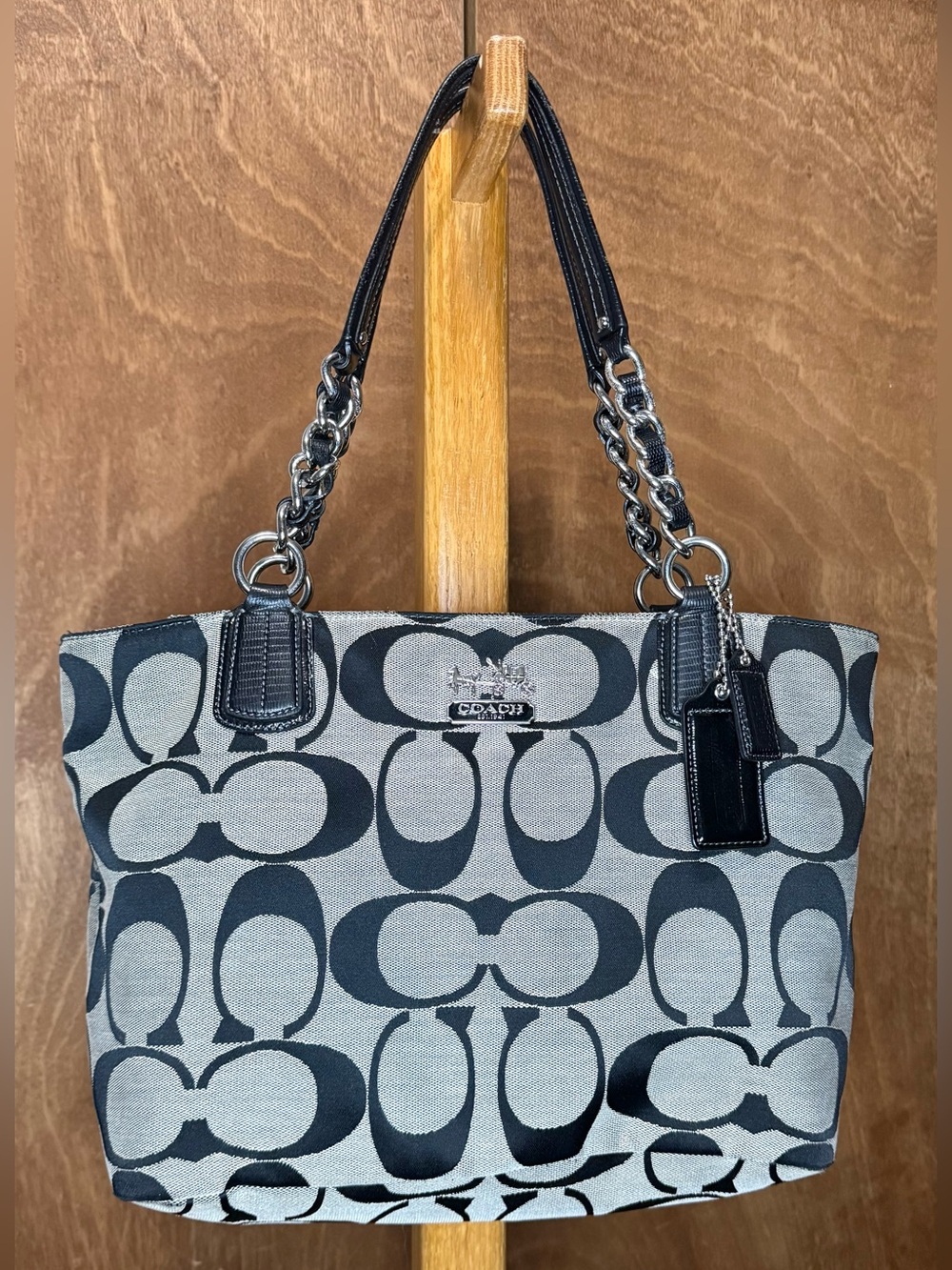 VTG Y2K Coach Chelsea Signature Black Canvas Shoulder Bag (18738)